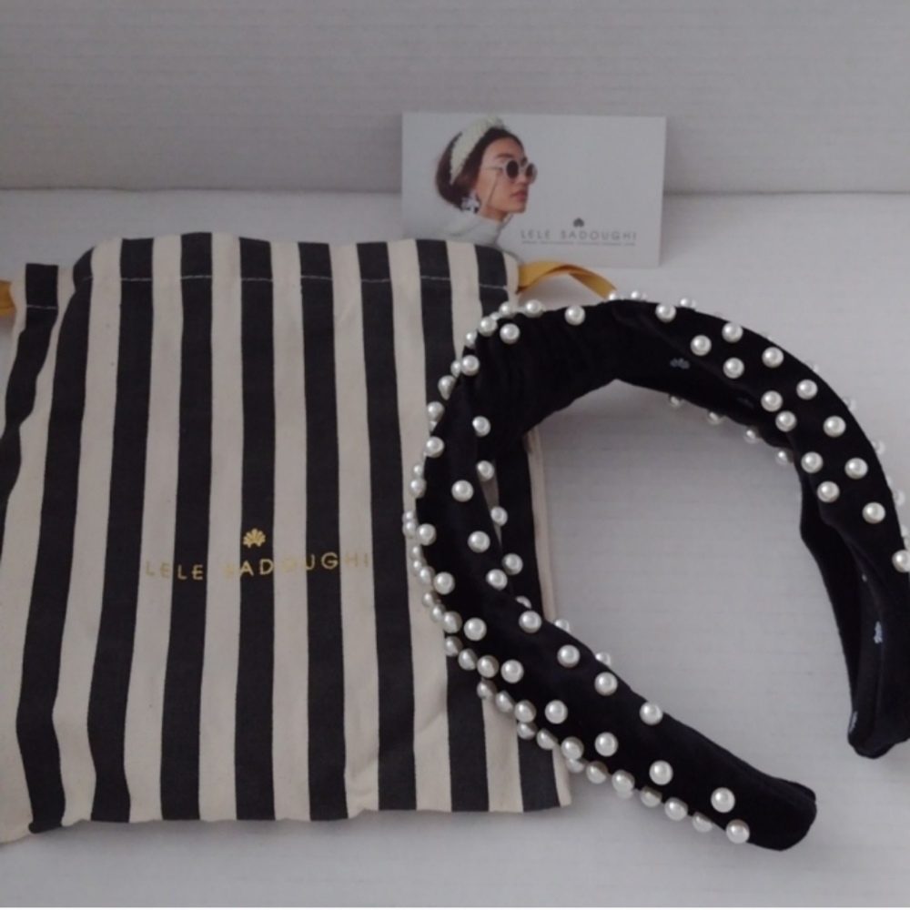 Lele Sadoughi Black Pearl-Embellished Headband